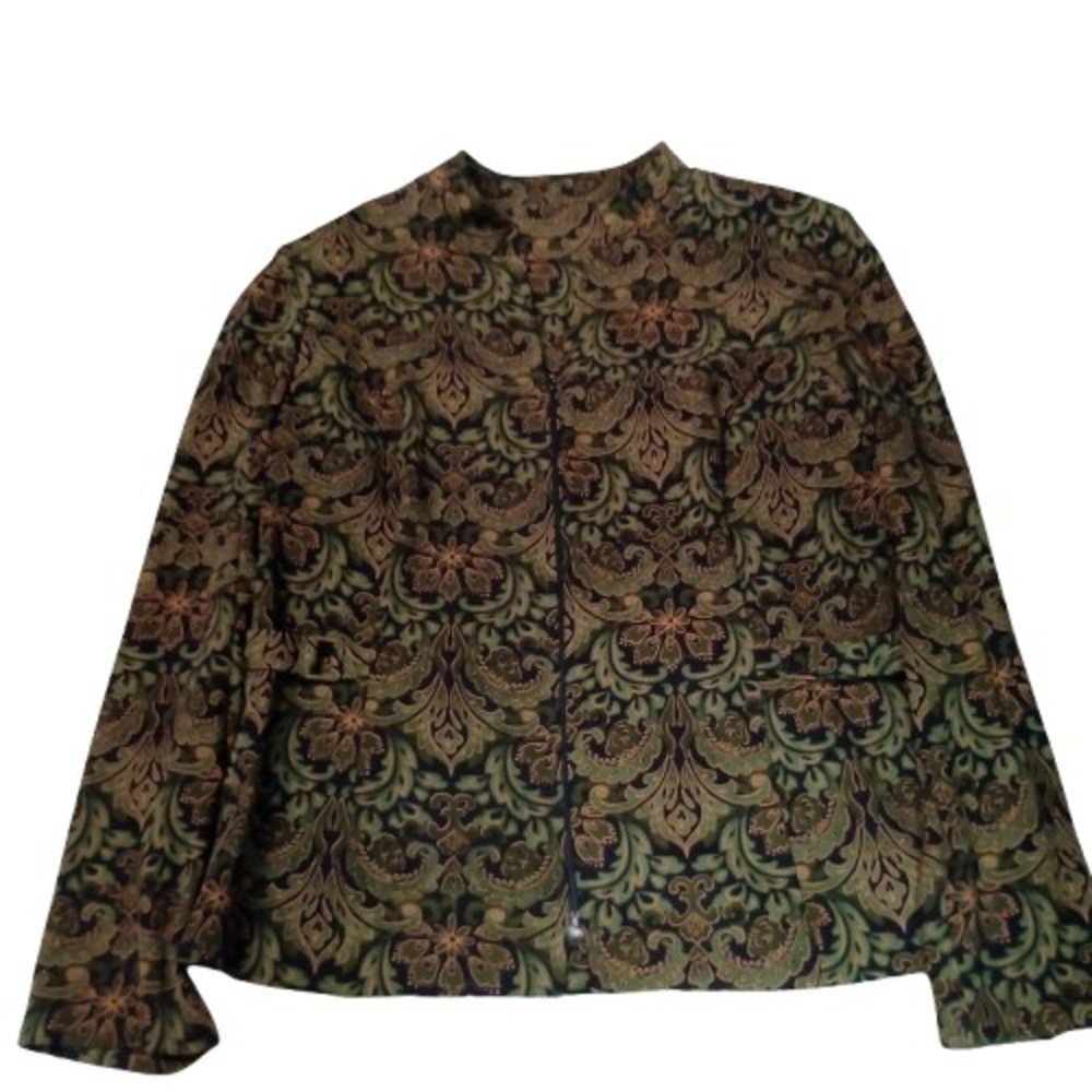 Vintage‎ Brocade Jacket Women's Mandarin Collar Floral Print Blazer handmade